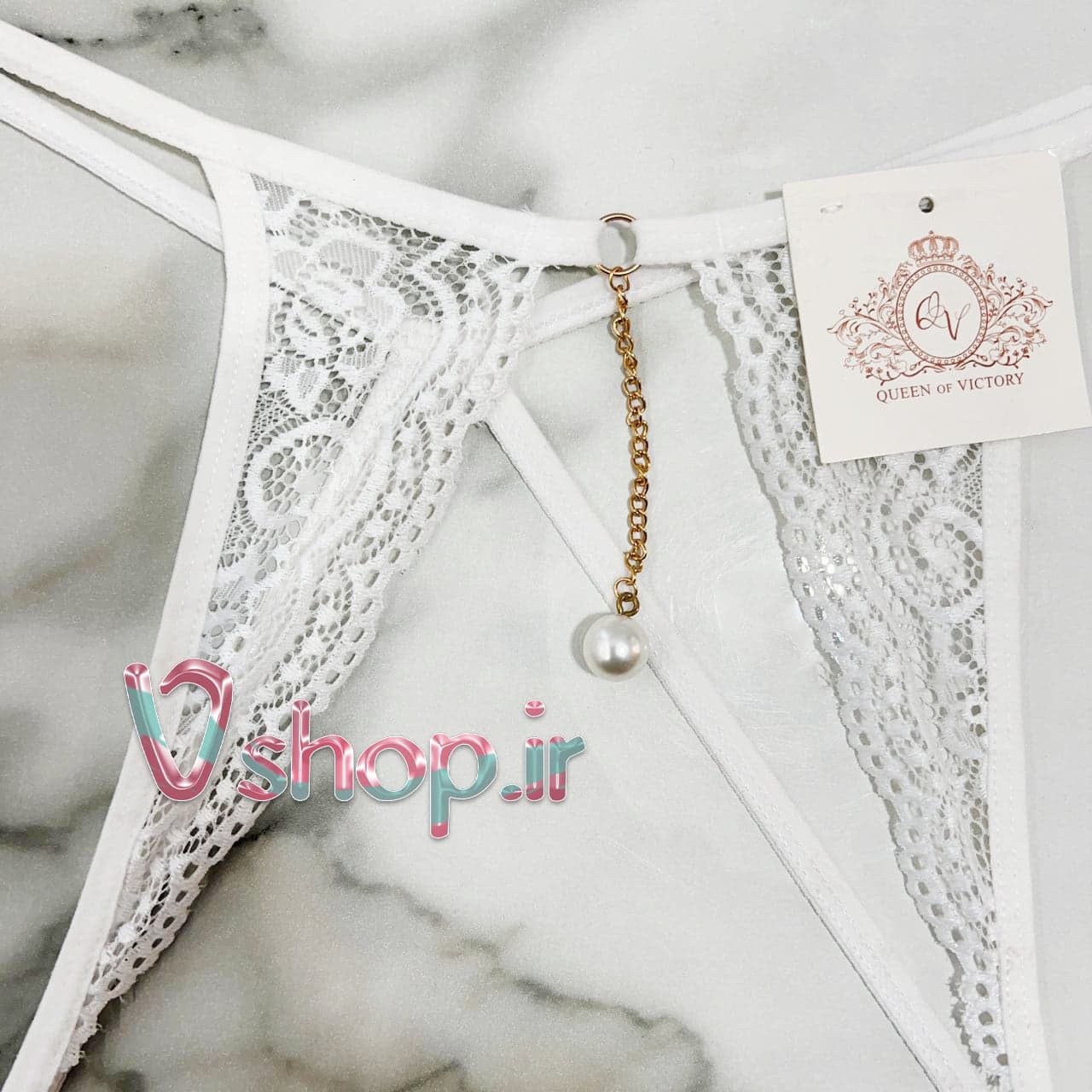 شورت فاق باز آویز مرواریدی