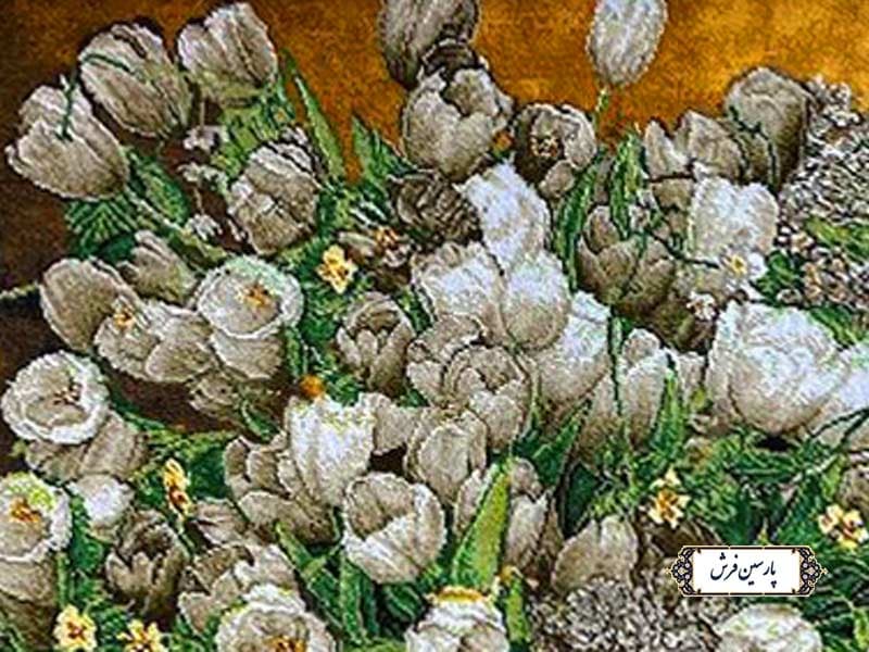 تابلو فرش دستباف تبریز طرح گلدان بابونه – کد TG1405 — تصویر ۲