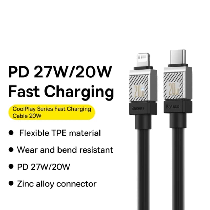 کابل تبدیل USB-C به لایتنینگ باسئوس مدل Coolplay Series طول 1 متر — تصویر ۳