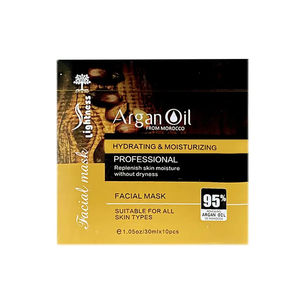 ماسک صورت ورقه ای لایتنس مدل ARGAN OIL بسته 10 عددی — تصویر ۲
