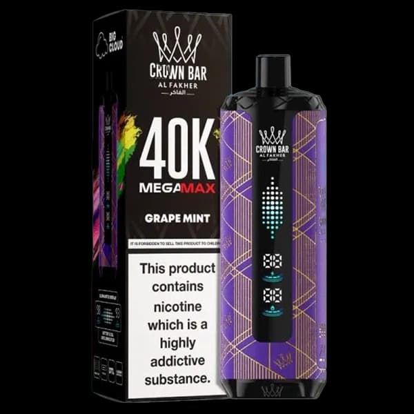 ویپ یکبار مصرف الفاخر مگامکس انگور نعنا 40000 پاف alfakher megamax grape mint vape