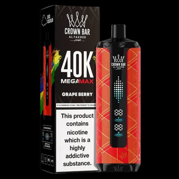 ویپ یکبار مصرف الفاخر مگامکس انگور بری 40000 پاف alfakher grape berry mint vape — تصویر ۲