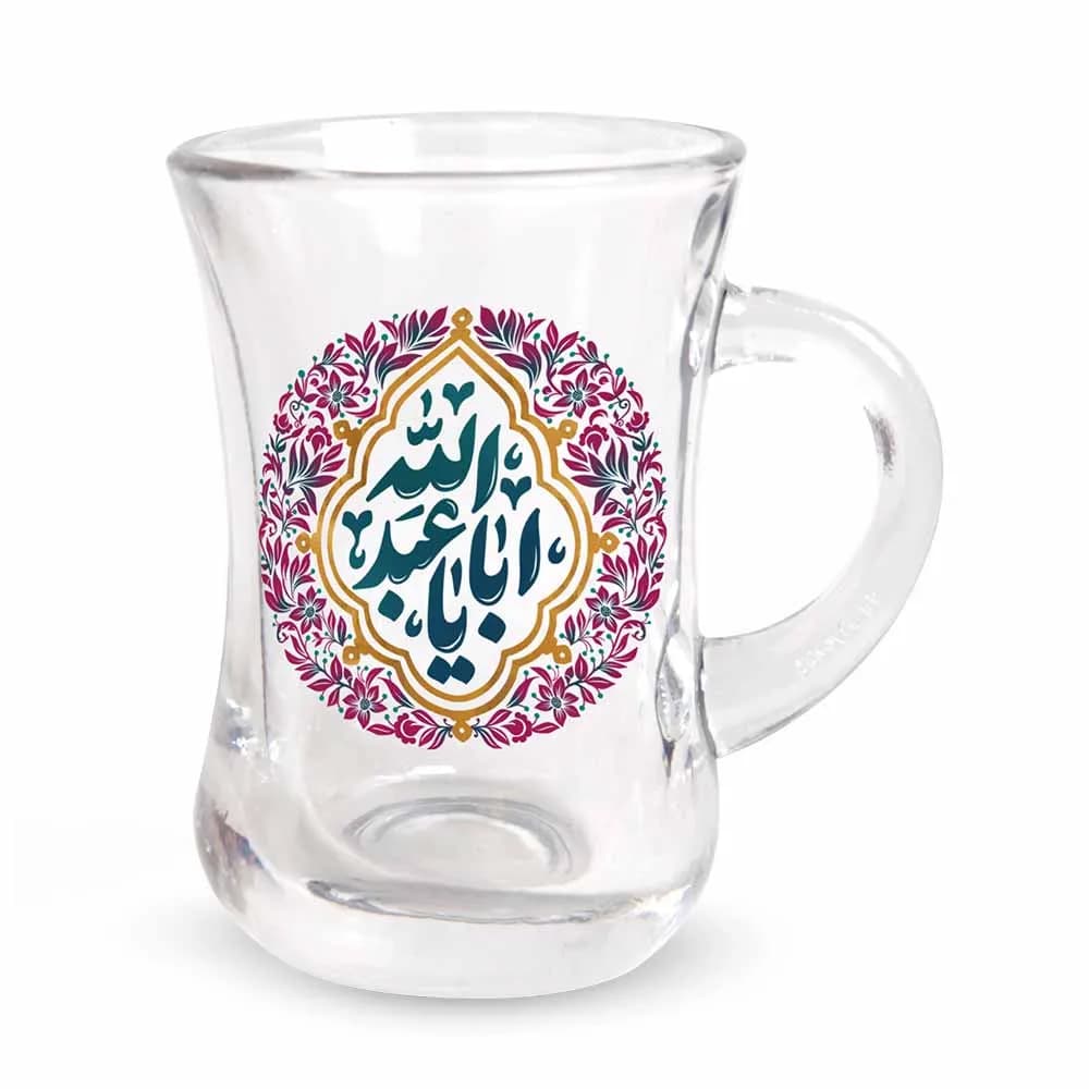 استکان کمر باریک دسته دار محرم یا اباعبدالله شش عددی کد 2684 — تصویر ۲