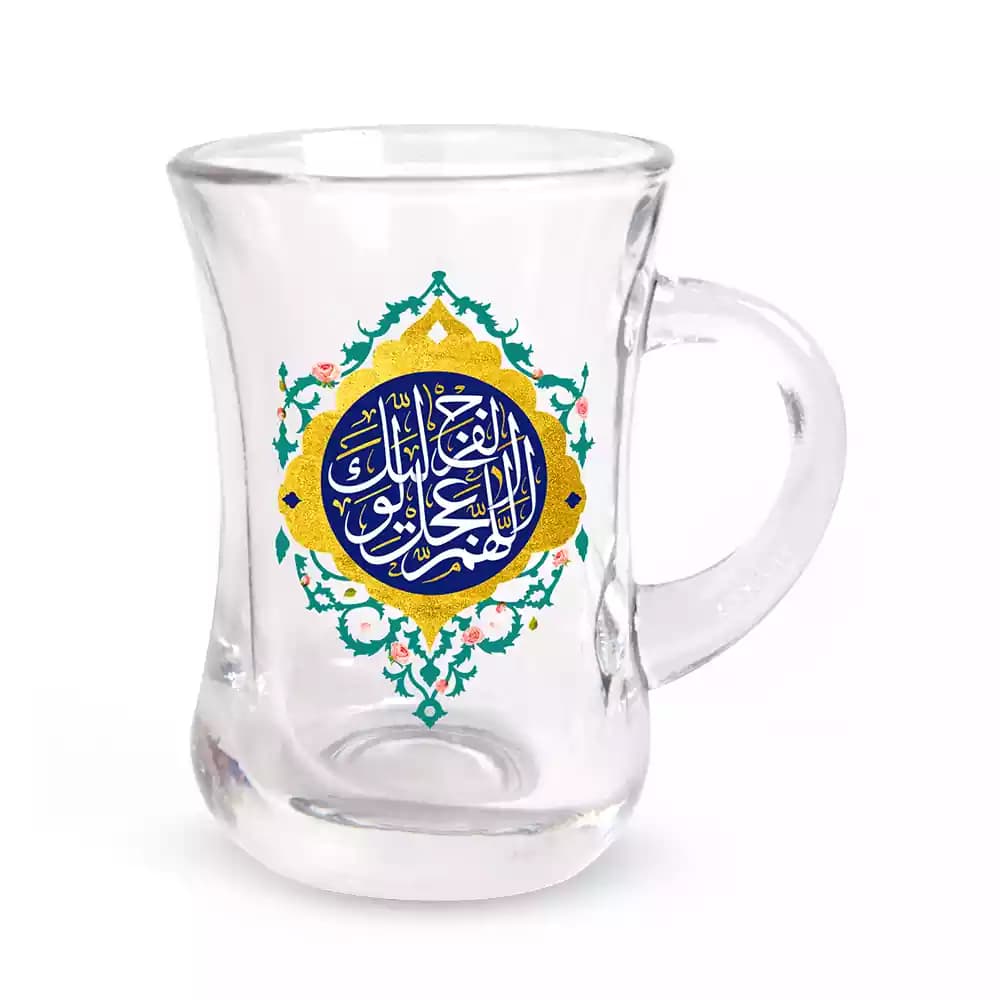استکان کمرباریک نیمه شعبان دسته دار 6 عددی اللهم عجل لولیک الفرج کد 1375