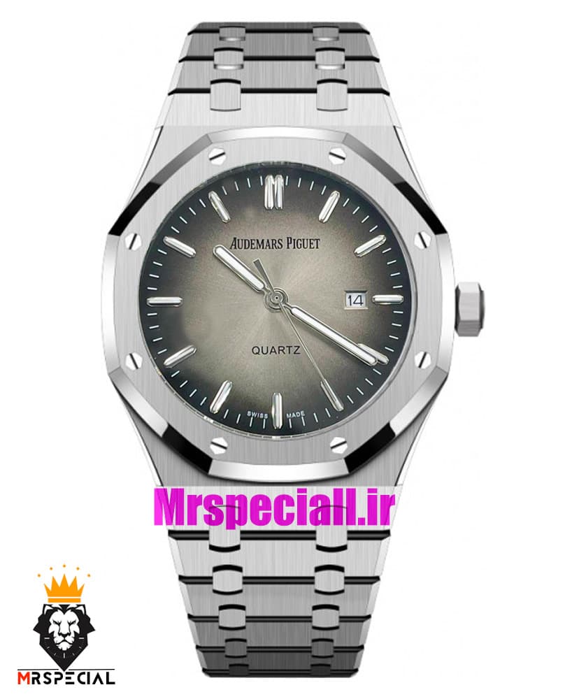 ساعت اودمار پیگه مردانه استیل صفحه طوسی AUDEMARS PIGUET ROYAL 01635