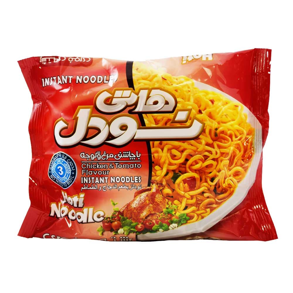 نودل فوری هاتی کارا HOTI NOODLE با طعم مرغ و گوجه وزن 77 گرم