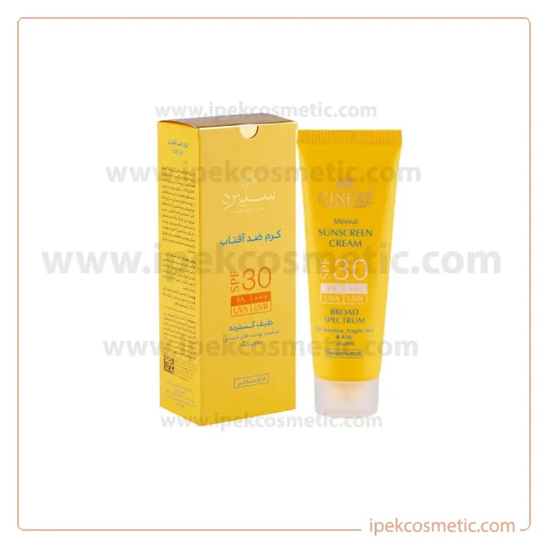 کرم ضد آفتاب بی رنگ مینرال پوست حساس SPF30 سینره