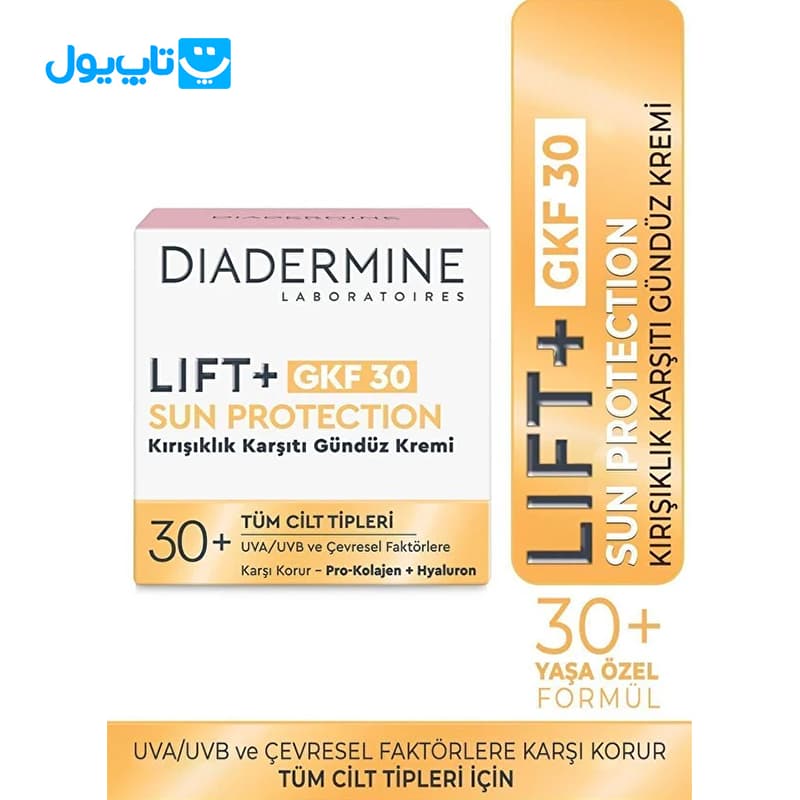 کرم روز ضدچروک دیادرمین Diadermine مدل Lift + GKF30 با محافظت در برابر آفتاب مناسب 30+ سال حجم 50 میلیلیتر — تصویر ۲