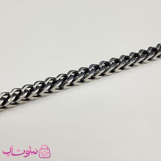 ست گردنبند و دستبند مردانه فرانکو (میرو) سیاه قلم کد 1200 — تصویر ۲
