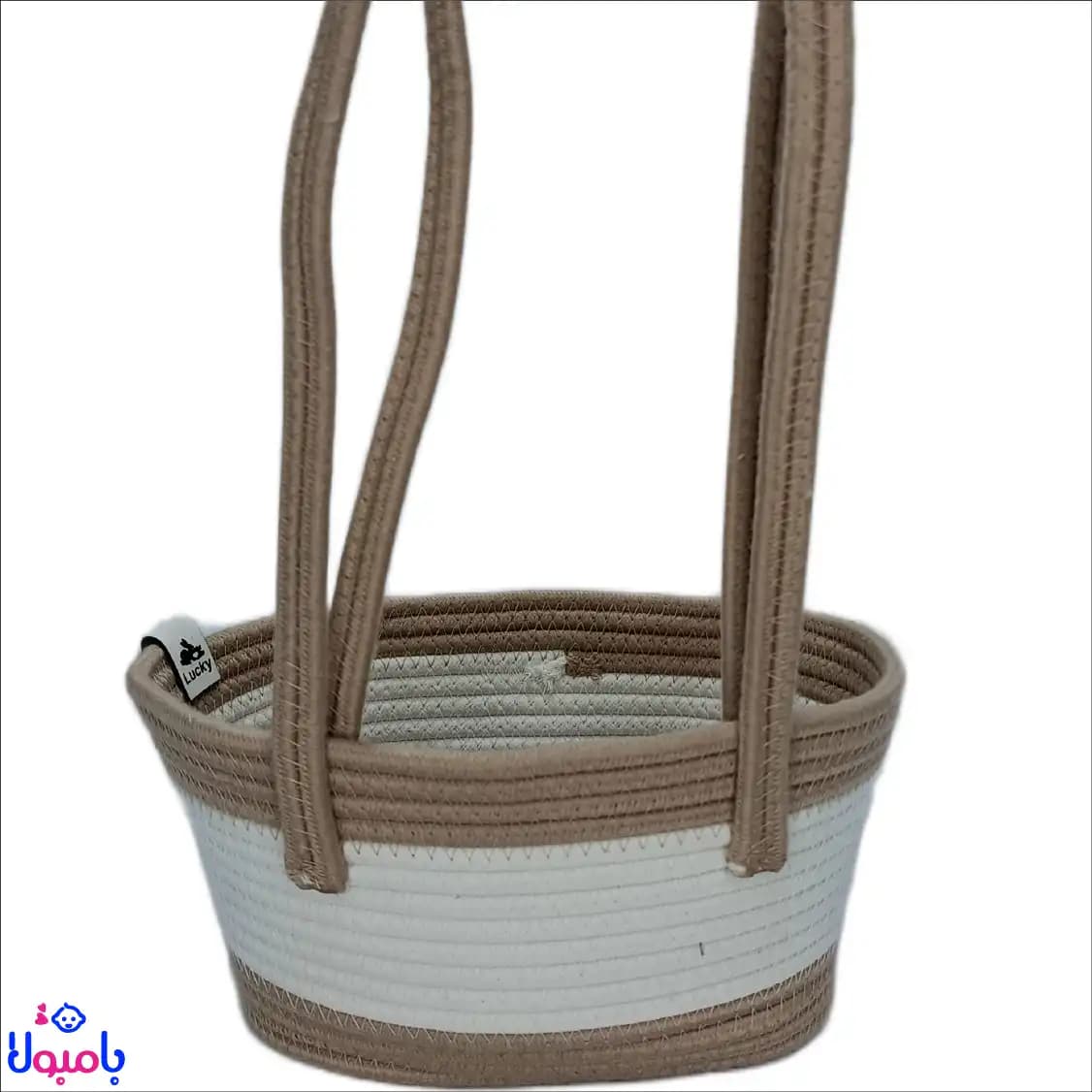 سبد قیطان دوزی کنار تخت نوزاد طرح فیل کرم 10*25 سانتی متر — تصویر ۲
