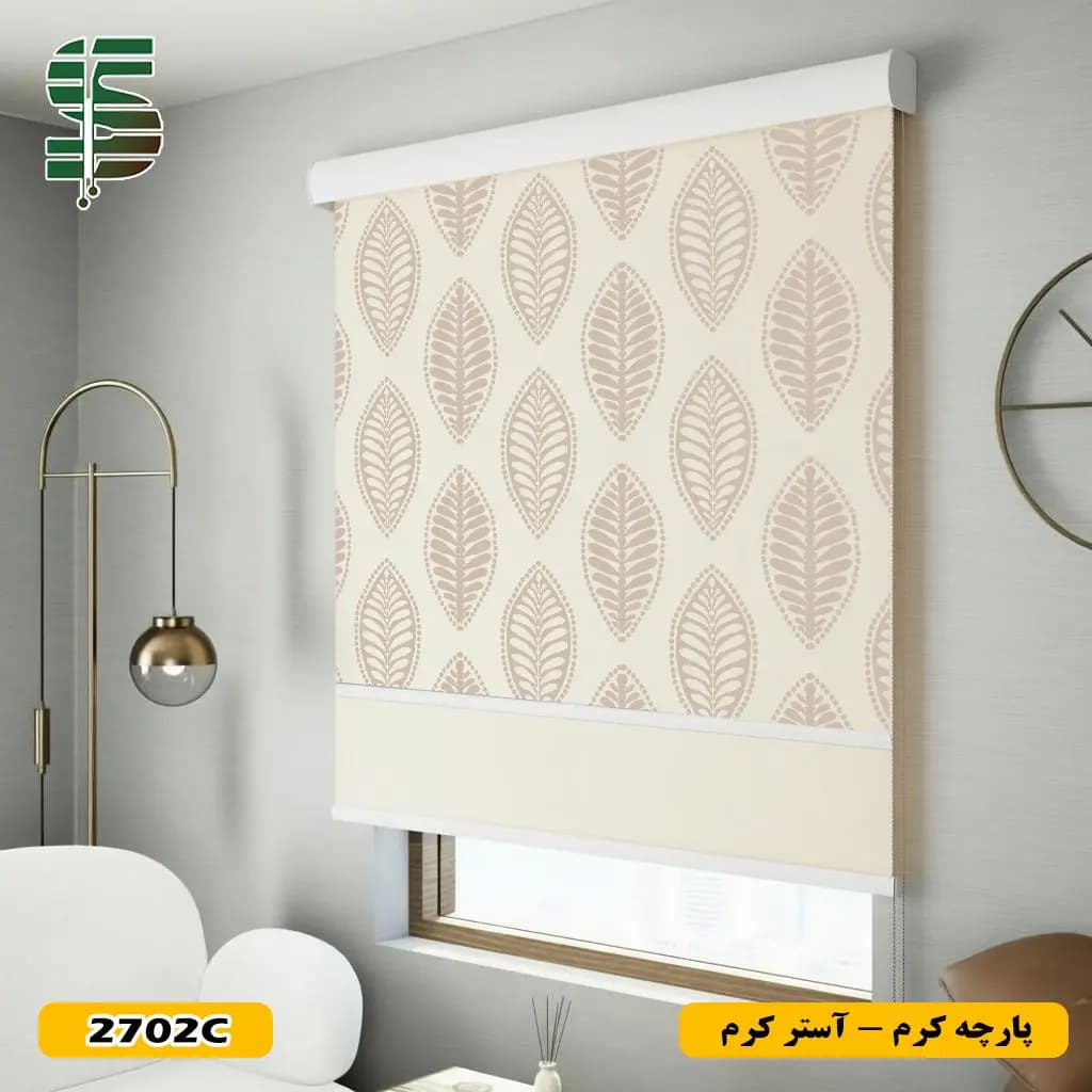 پرده شب و روز طرح گل بیضی کد 2702 در 2 رنگ — تصویر ۳