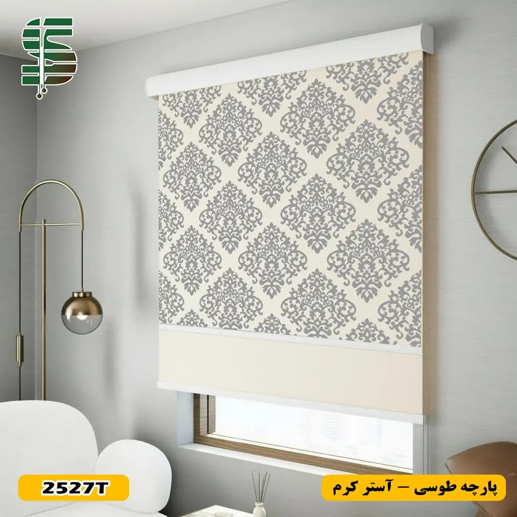 پرده شب و روز طرح گل کلاسیک کد 2527 در 3 رنگ — تصویر ۸