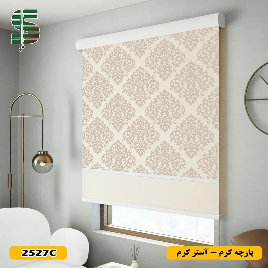 پرده شب و روز طرح گل کلاسیک کد 2527 در 3 رنگ — تصویر ۳
