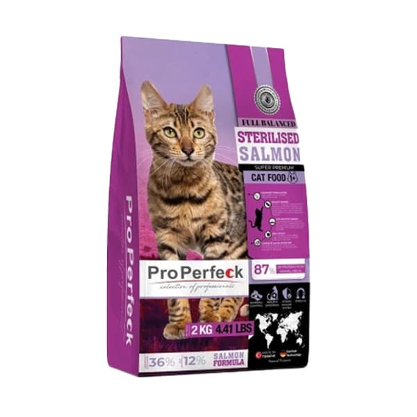 غذای خشک گربه بالغ عقیم شده پروپرفک Properfeck Sterilised با طعم ماهی سالمون وزن 2 کیلوگرم