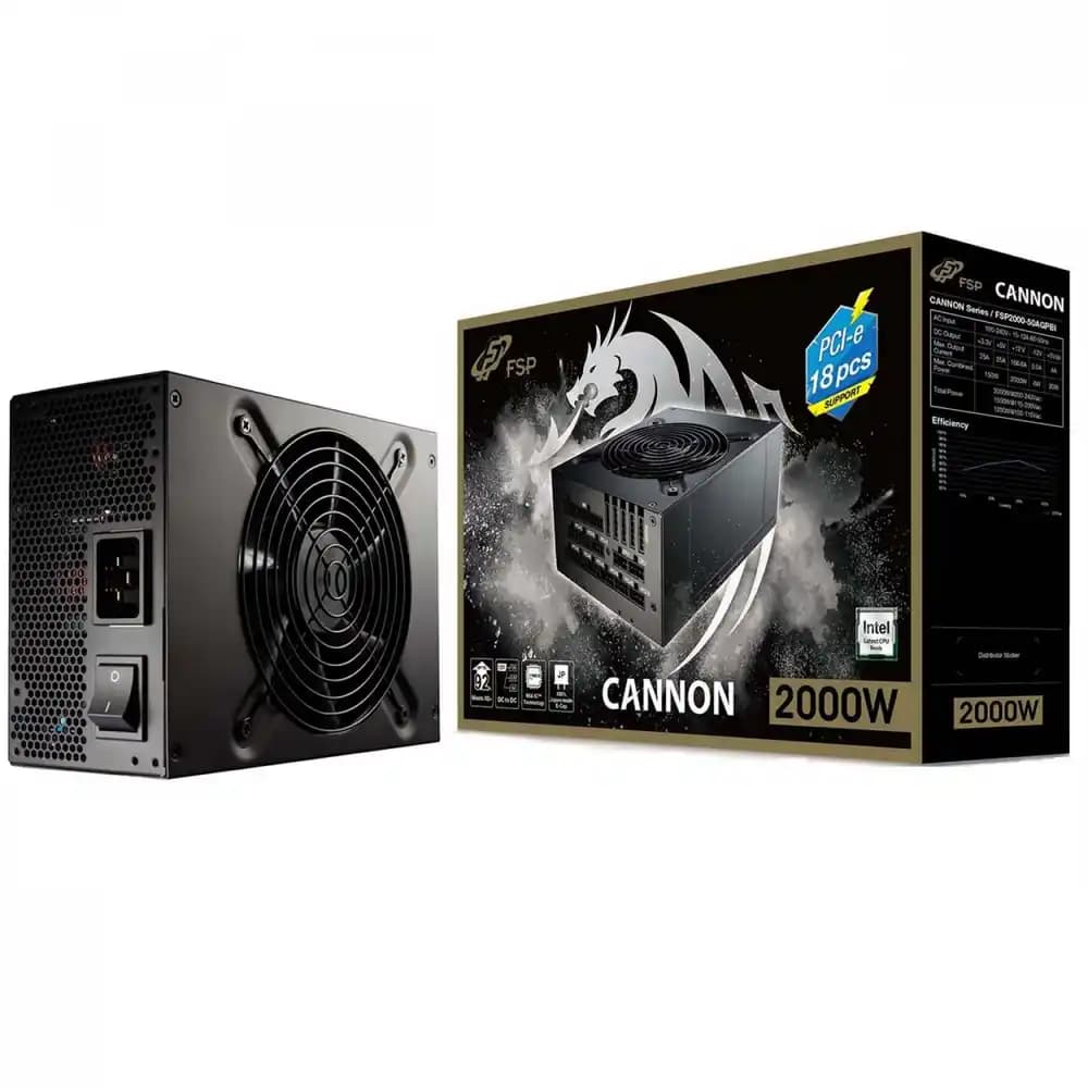 منبع تغذیه کامپیوتر اف اس پی مدل FSP CANNON 2000W PLATINUM کارکرده