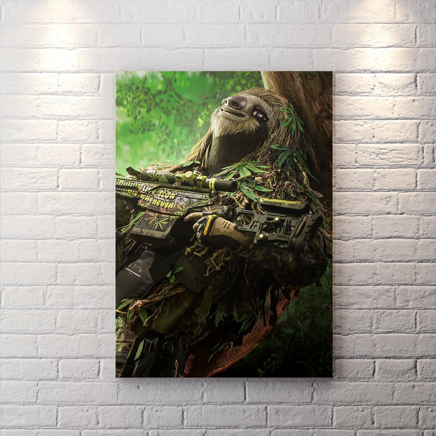 تابلو اتاق گیمینگ طرح شخصیت Stoney Sloth با زمینه جنگلی WAs-1007