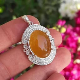 گردنبند نقره زنانه عقیق زرد شرف الشمس (G.1033) — تصویر ۲