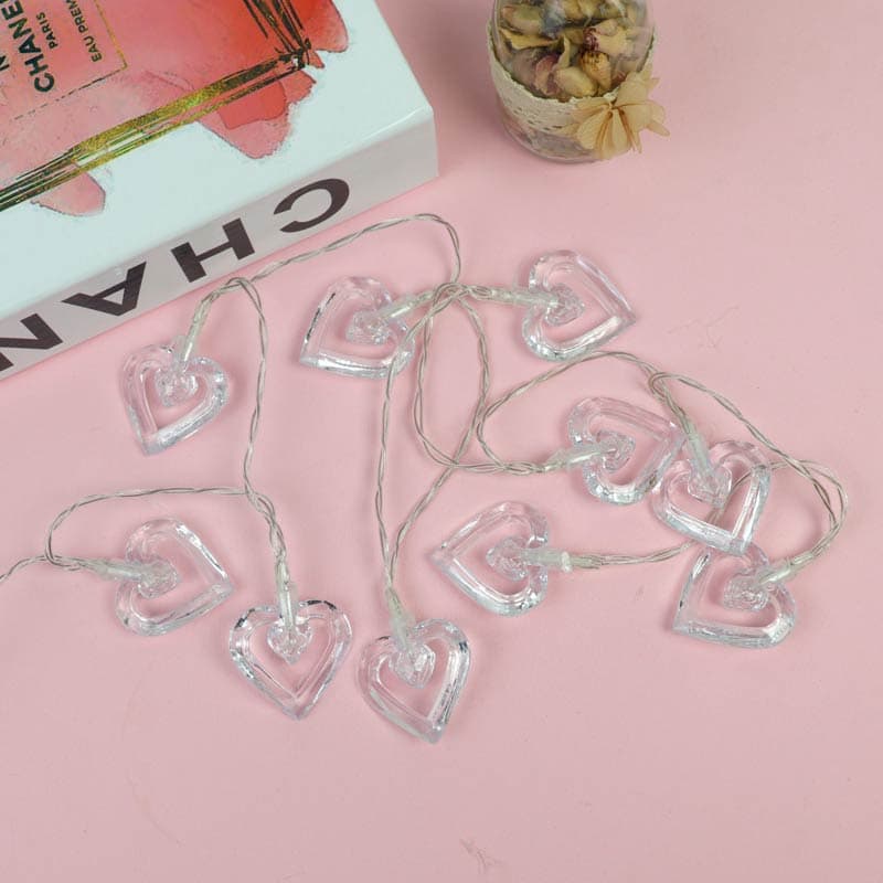 ریسه طرح قلب شیشه ای مهتابی طول 2.5 متر — تصویر ۵