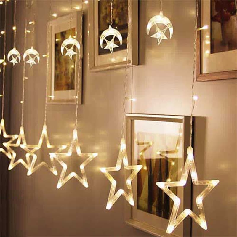 ریسه LED پرده ای طرح ماه و ستاره آفتابی Five Pointed Star — تصویر ۱۰
