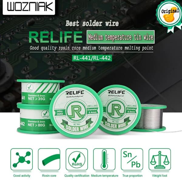سیم لحیم 0.3 میلیمتری ریلایف مدل گرم Relife RL-441 55GM — تصویر ۴