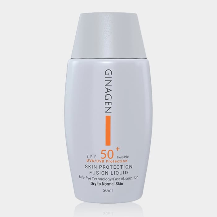 کرم ضد آفتاب پوست نرمال تا خشک ژیناژن Ginagen Dry To Normal Skin Fusion Liquid Sunscreen 50ml
