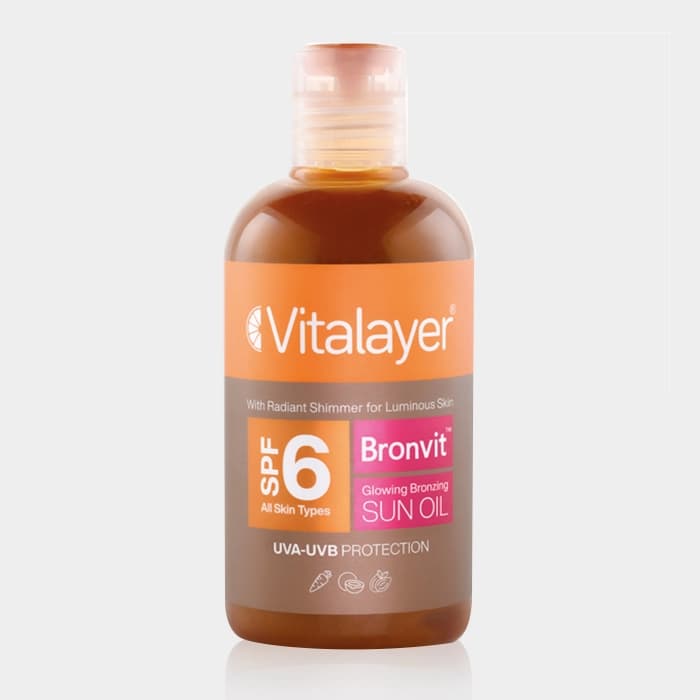 روغن آفتاب برنزه کننده اکلیلی برن ویت ویتالیر Vitalayer Bronvit Glowing Bronzing SPF 6 Sun Oil 250ml
