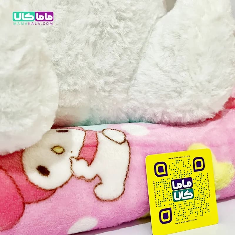 عروسک ملودی بالدار پتودار با پتوی طرح دار صورتی 50 سانتیمتر — تصویر ۵