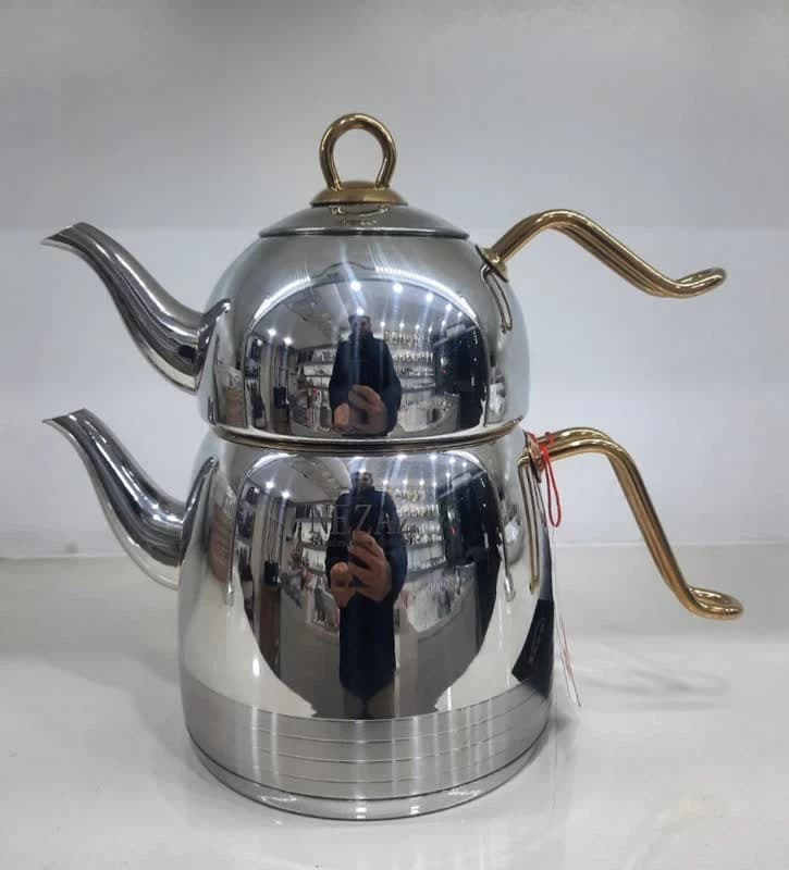 ست کتری قوری استیل نزاز (3 لیتر) کد 2499 — تصویر ۳