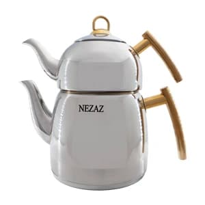 ست کتری قوری استیل نزاز (3 لیتر) کد 2414 — تصویر ۵