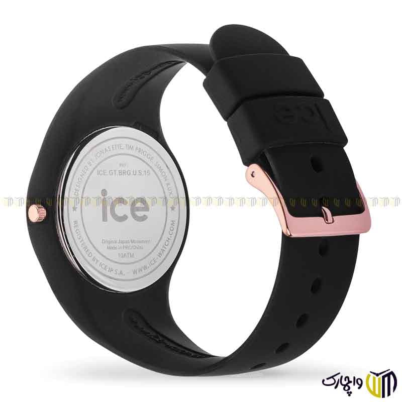 ساعت مچی عقربه ای کوارتز زنانه برند ice کد 001353 رنگ مشکی صورتی اکلیلی — تصویر ۴