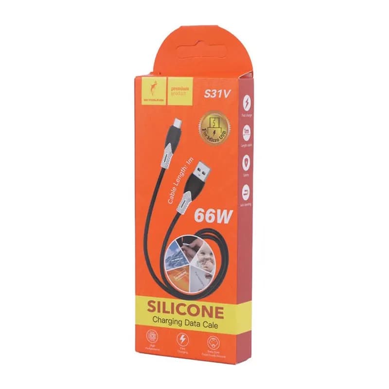 کابل شارژ USB به میکرو 66W فست اسکای دلفین S31V طول 1 متر مشکی – حراج — تصویر ۳