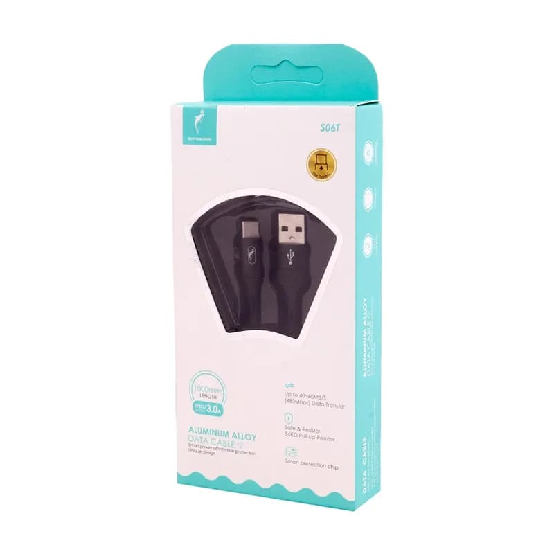 کابل شارژ USB به تایپ سی 3A فست اسکای دلفین S06T طول 1 متر سفید – حراج — تصویر ۳