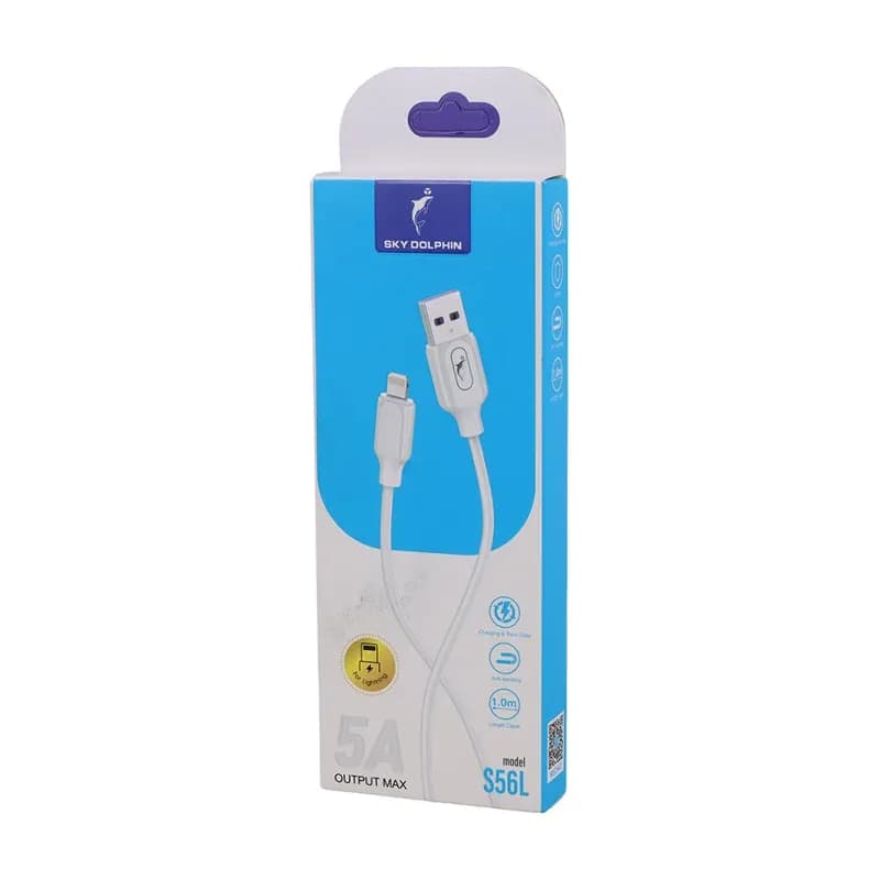 کابل شارژ USB به لایتنینگ 5A فست اسکای دلفین S56L طول 1 متر سفید – حراج — تصویر ۳