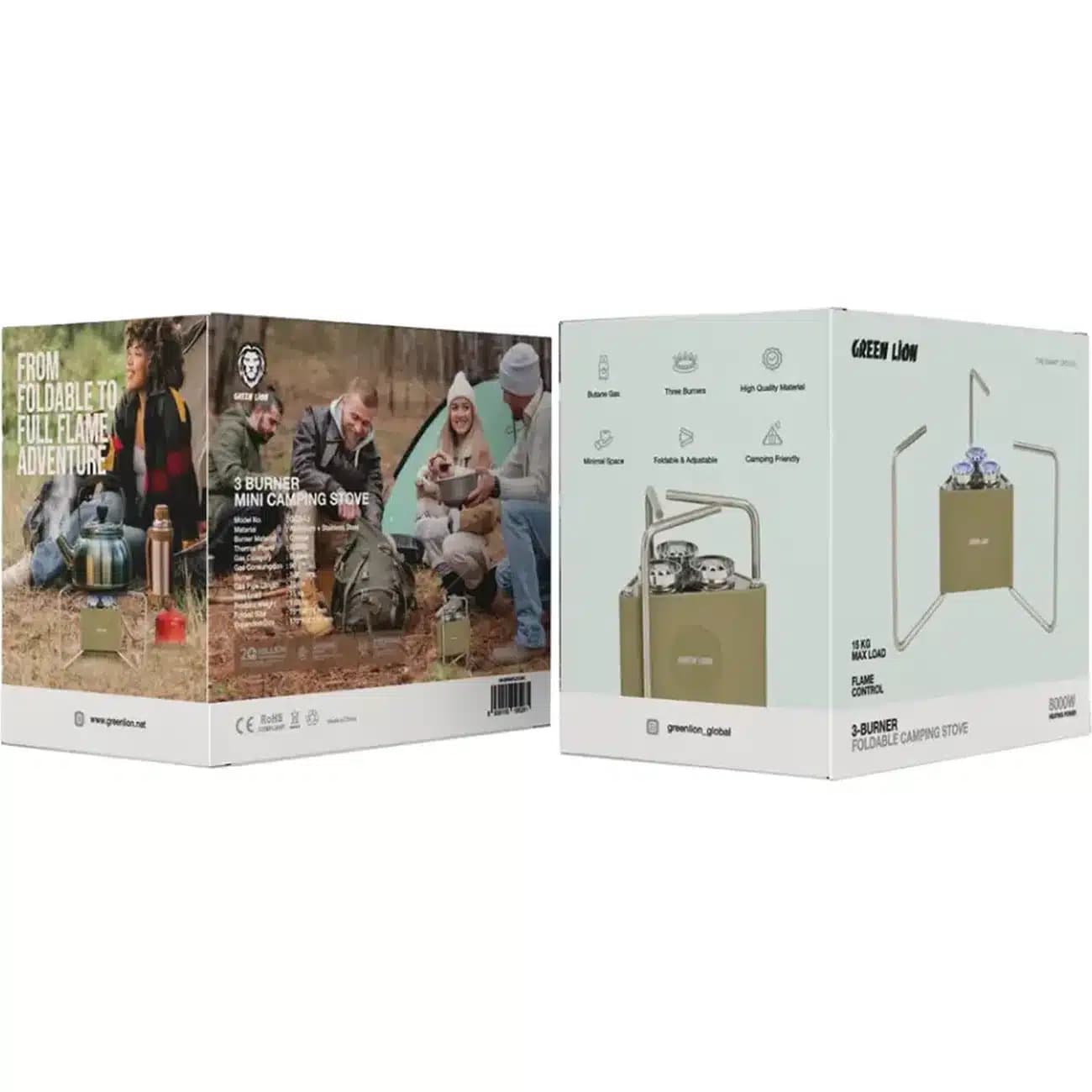 گاز مسافرتی گرین لاین Green Lion مدل GCS-15 تاشو سه شعله — تصویر ۸