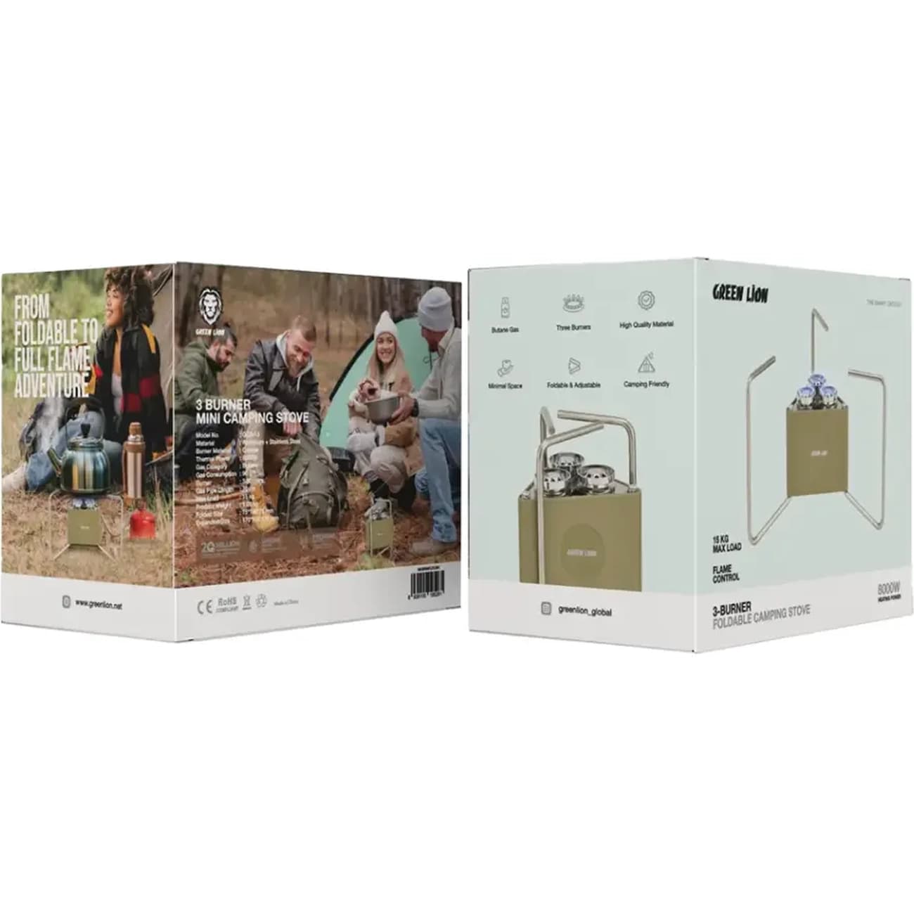 گاز مسافرتی گرین لاین Green Lion مدل GCS-15 تاشو سه شعله — تصویر ۲