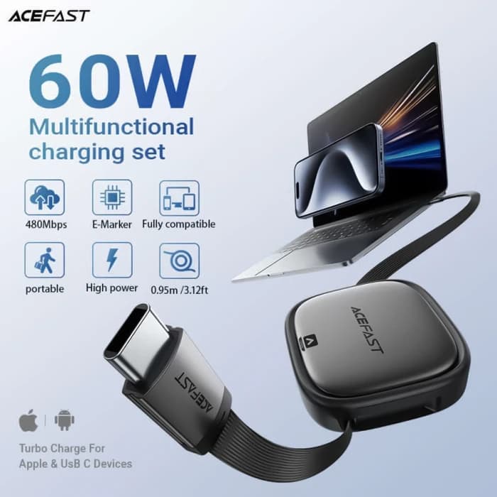 پک کابل چند منظوره ایس فست ACEFAST J3 Acewire Pro توان 60 وات همراه با کابل جمعشونده — تصویر ۵