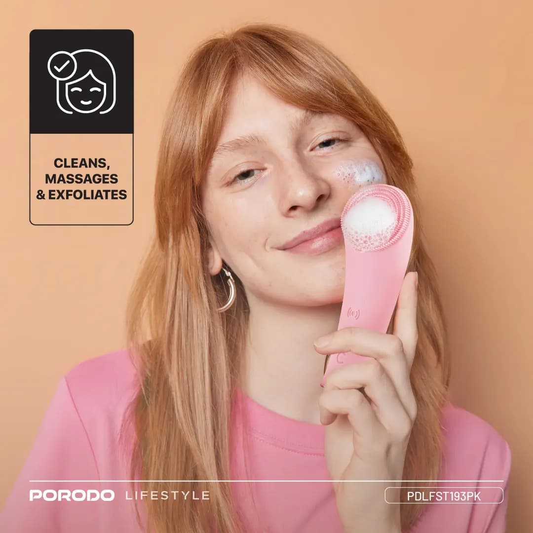 براش پاک کننده صورت شارژی پرودو مدل Porodo Lifestyle Sonic Vibration Facial Cleansing Brush (PDLFST193PK) — تصویر ۳