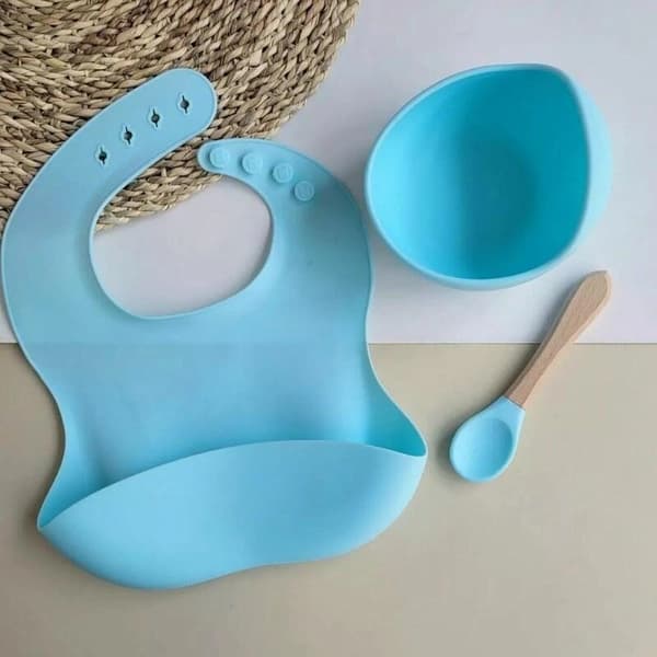 سرویس غذا خوری سه تیکه تمام سلیکونی کودک — تصویر ۲