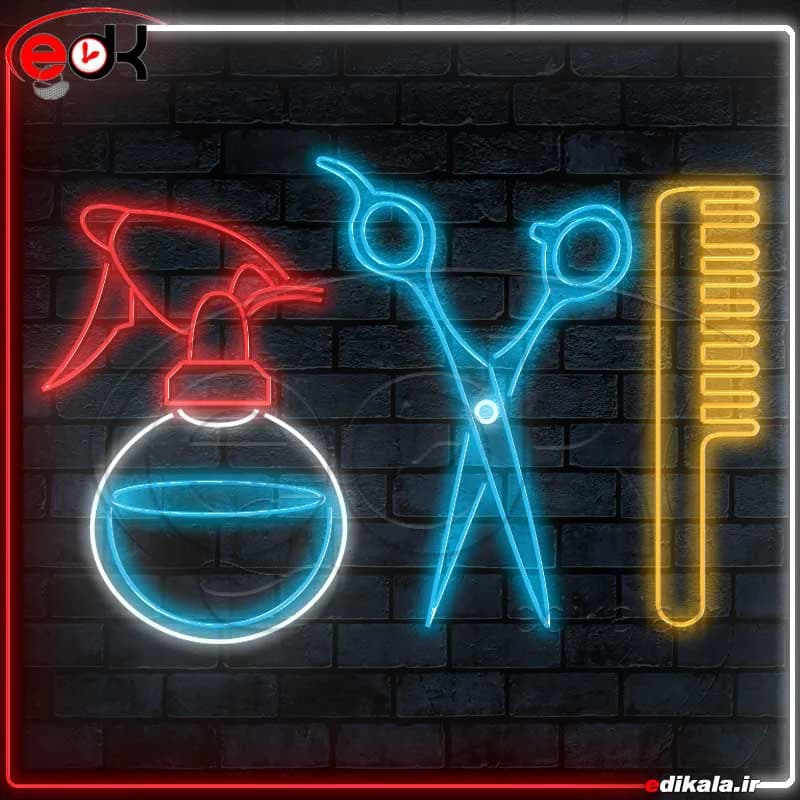 تابلو نئون طرح آرایشگاه شماره 13 در ابعاد مختلف + آداپتور+فایل کورل آماده برش — تصویر ۲