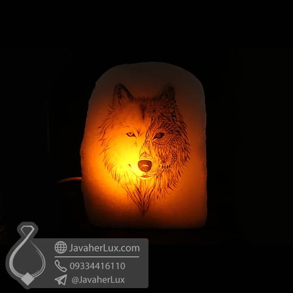 چراغ سنگ نمک طرح گرگ _ کد : 400457 — تصویر ۳