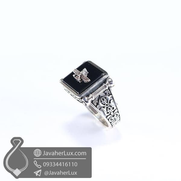 انگشتر اسپرت عقیق سیاه فروهر _ کد : 100549