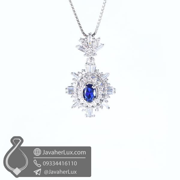 گردنبند نقره زنانه طرح یاقوت کبود _ کد : 100533