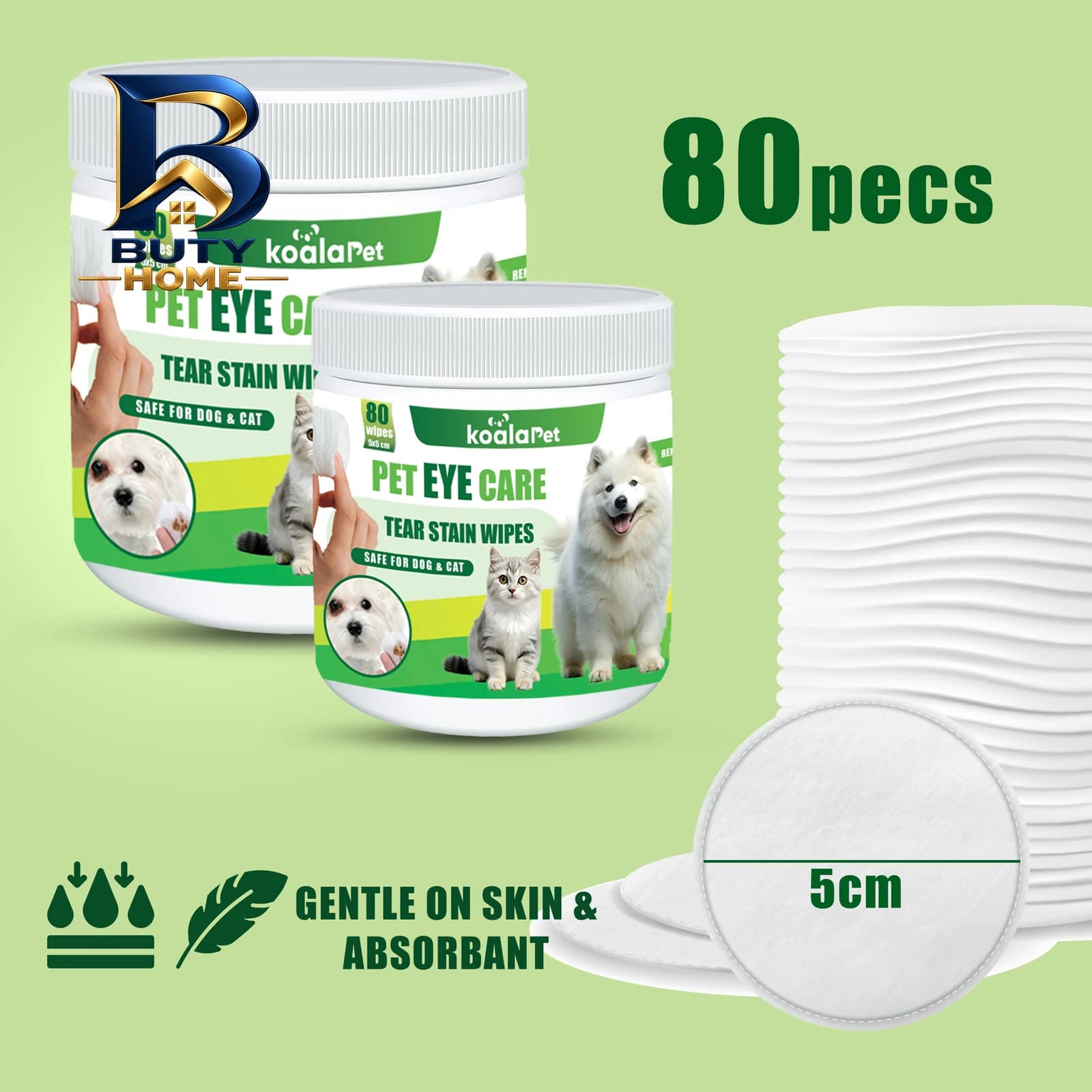دستمال مرطوب و سواب سگ گربه مخصوص گوش اطراف چشم کوالاپت مدل Koala۰۱ بسته چهار عددی اصل — تصویر ۷