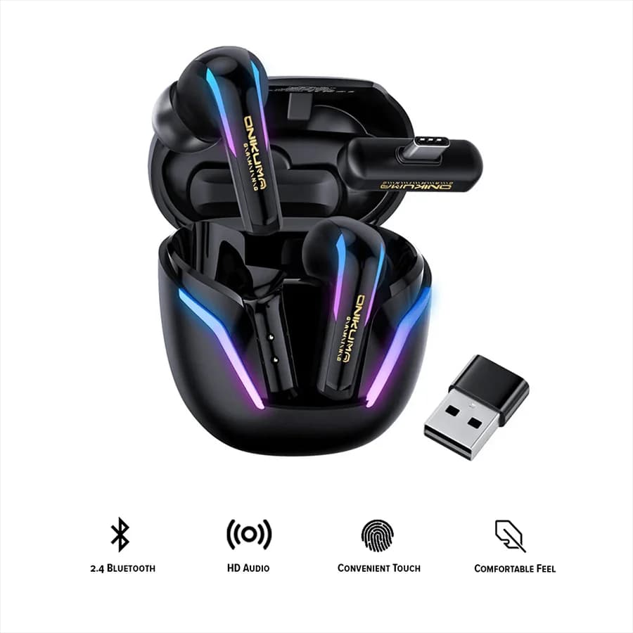 هنذفری بلوتوثی گیمینگ اونیکوما مدل Onikuma TWS T27 Black — تصویر ۳