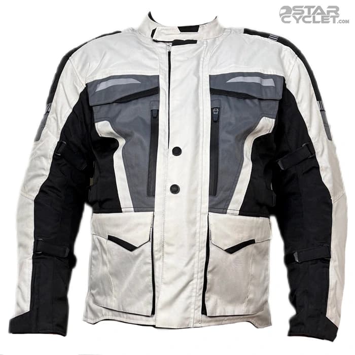 کاپشن چهارفصل موتورسواری استیت مدل تورینگ توراگ BLACK WHITE GRAY