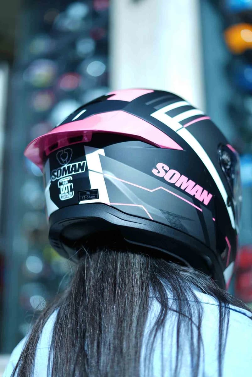 کلاه کاسکت فک ثابت سومان مدل H10 BLACK PINK — تصویر ۹