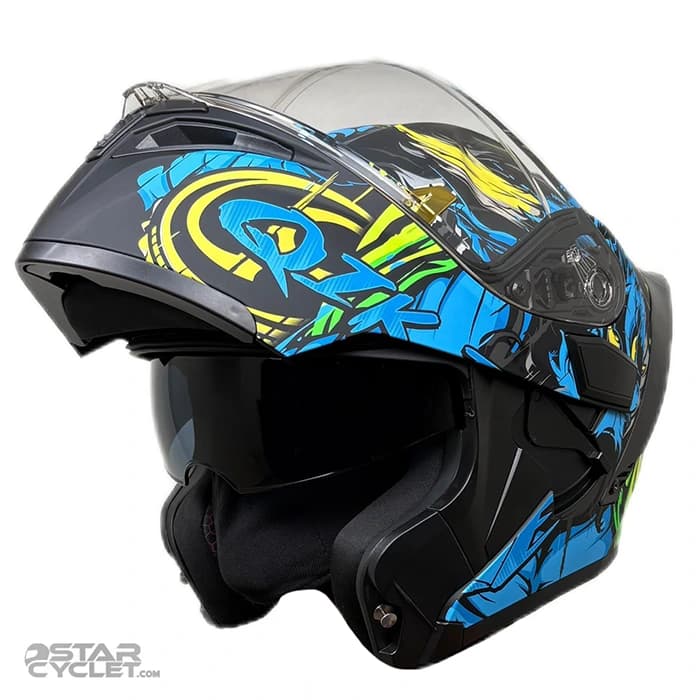 کلاه کاسکت فک متحرک Qike مدل MP01 BLUE THUNDER GOD — تصویر ۳