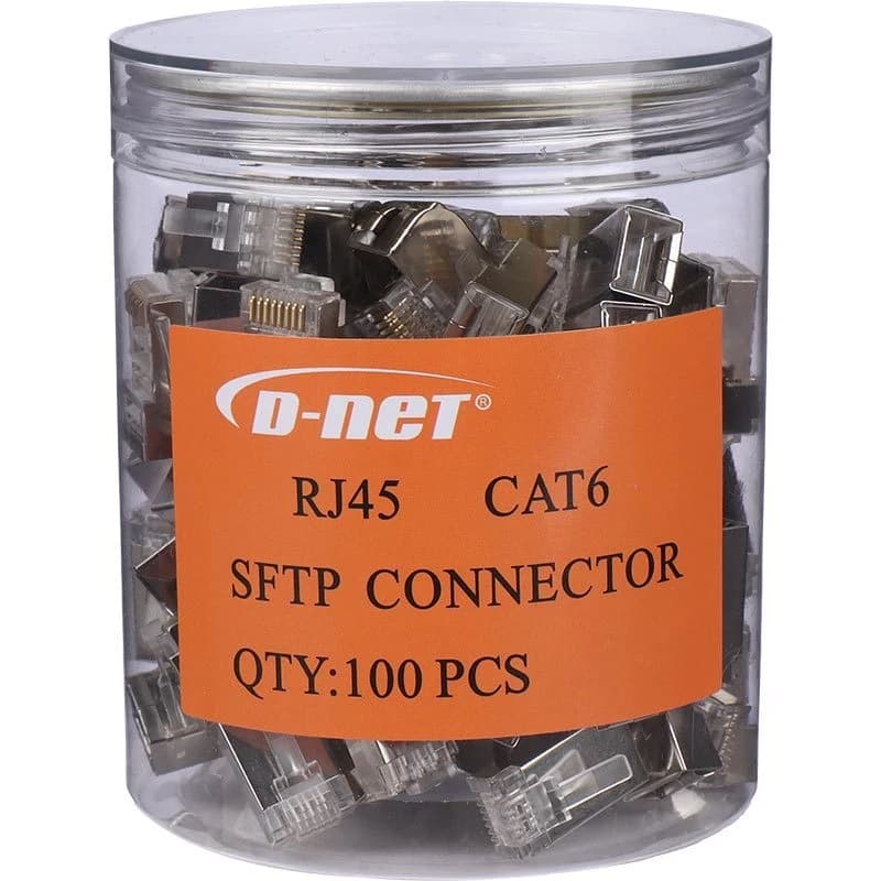 سوکت شبکه D-Net RJ45 Cat6 SFTP بسته 100 عددی — تصویر ۷