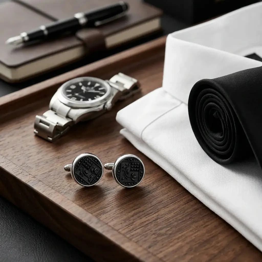 دکمه سردست لاکچری طرح کنده رومن برند Massimo dutti — تصویر ۵