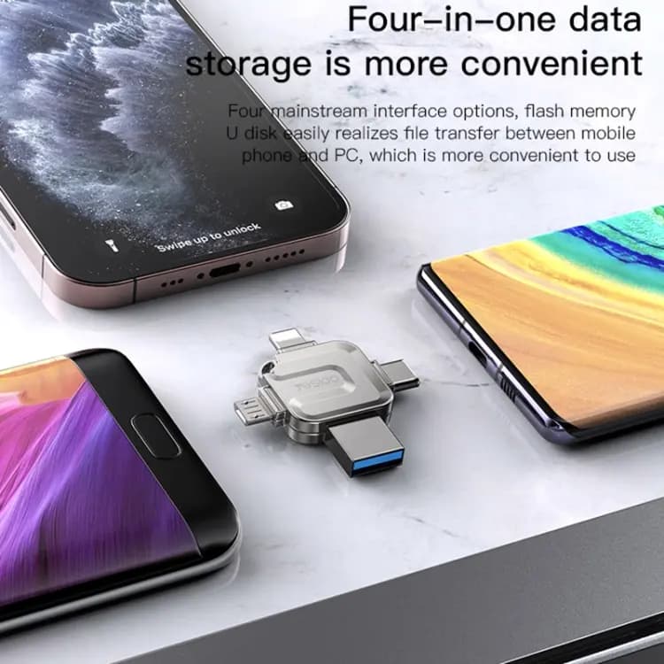 مبدل OTG و فلش مموری 4 سر یسیدو 64 گیگابایت YESIDO FL15 64GB Flash Drive — تصویر ۳